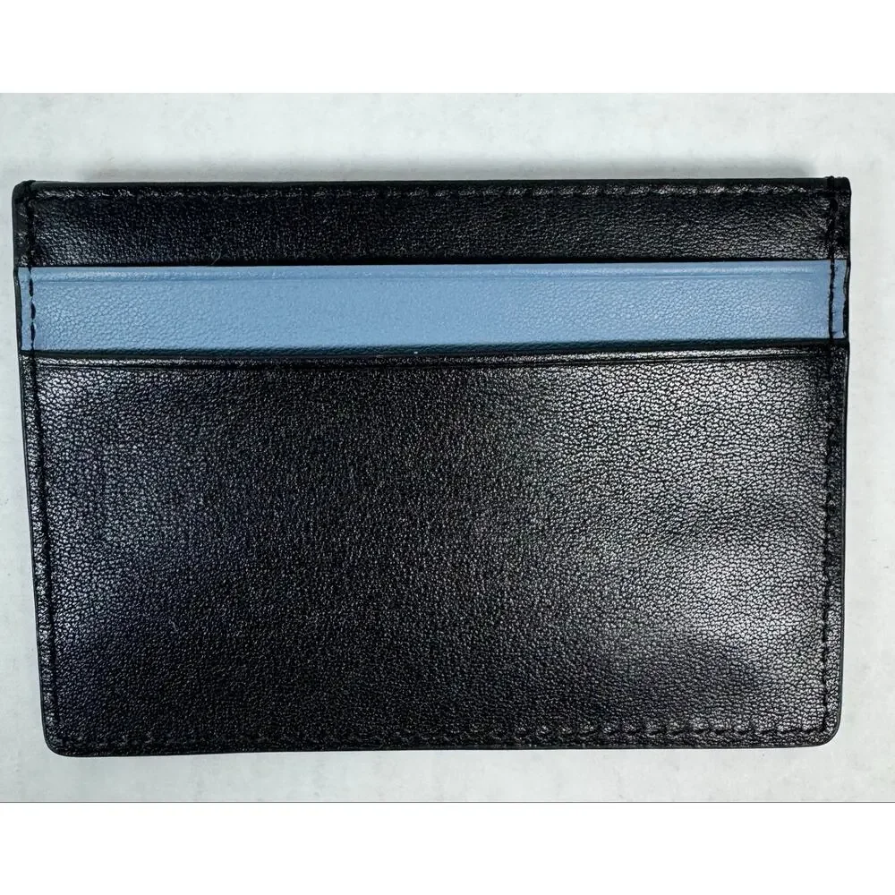 Rylor Black Blue Leather Card Holder Slim Wallet NWOT